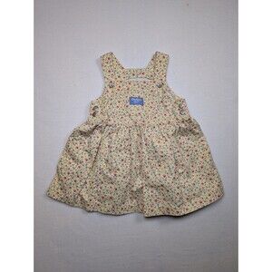 Vtg 90s OshKosh B'gosh Floral Vestbak Jumper Dress 3T Cotton Pinafore Spring/Eas